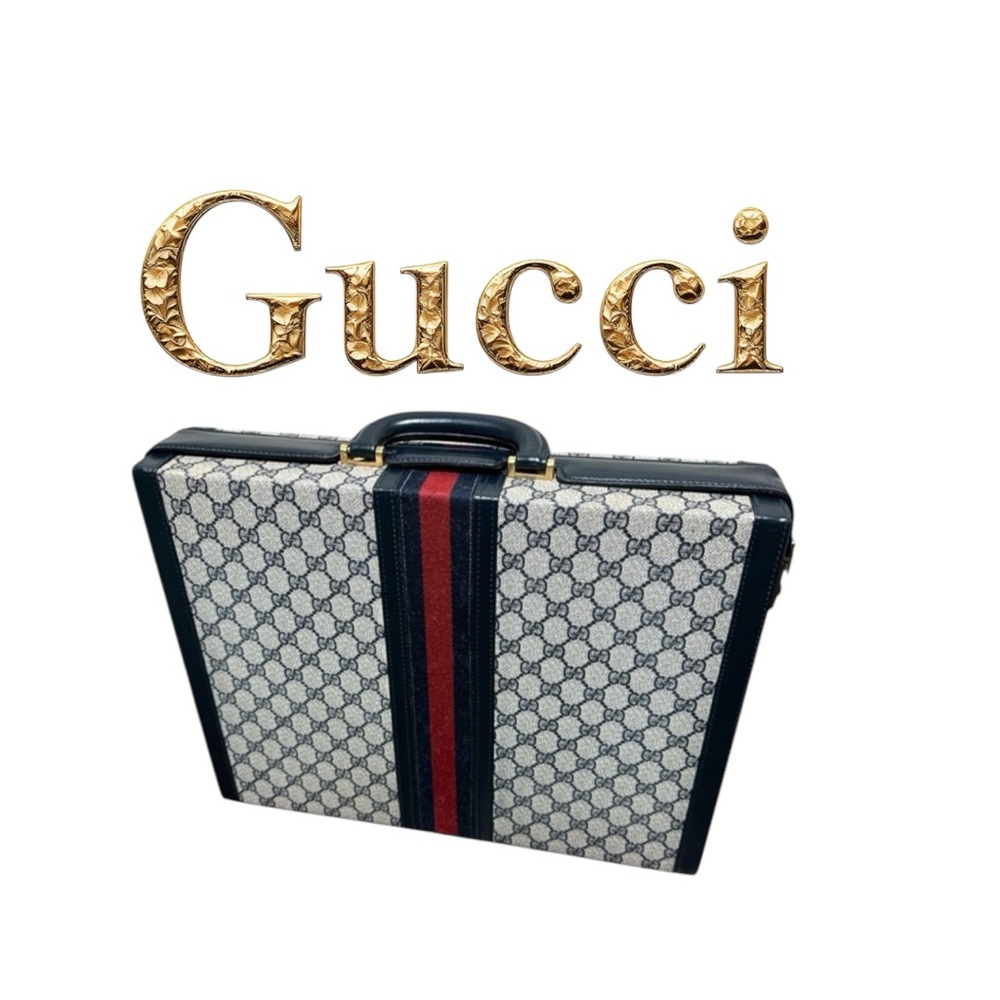 Vintage GUCCI authentic briefcase attache dark navy blue